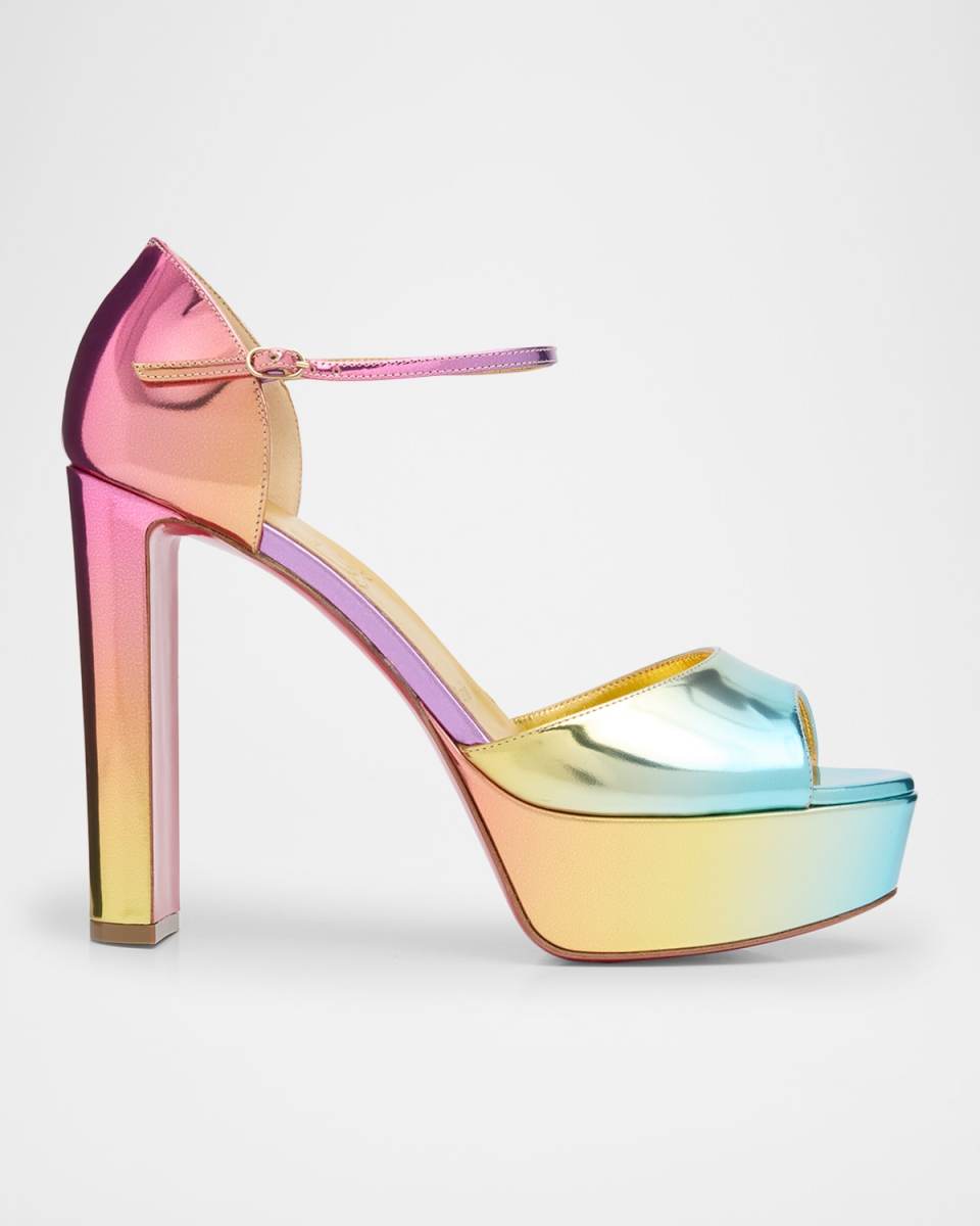 Sandaloo Iridescent Red Sole Platform Sandals